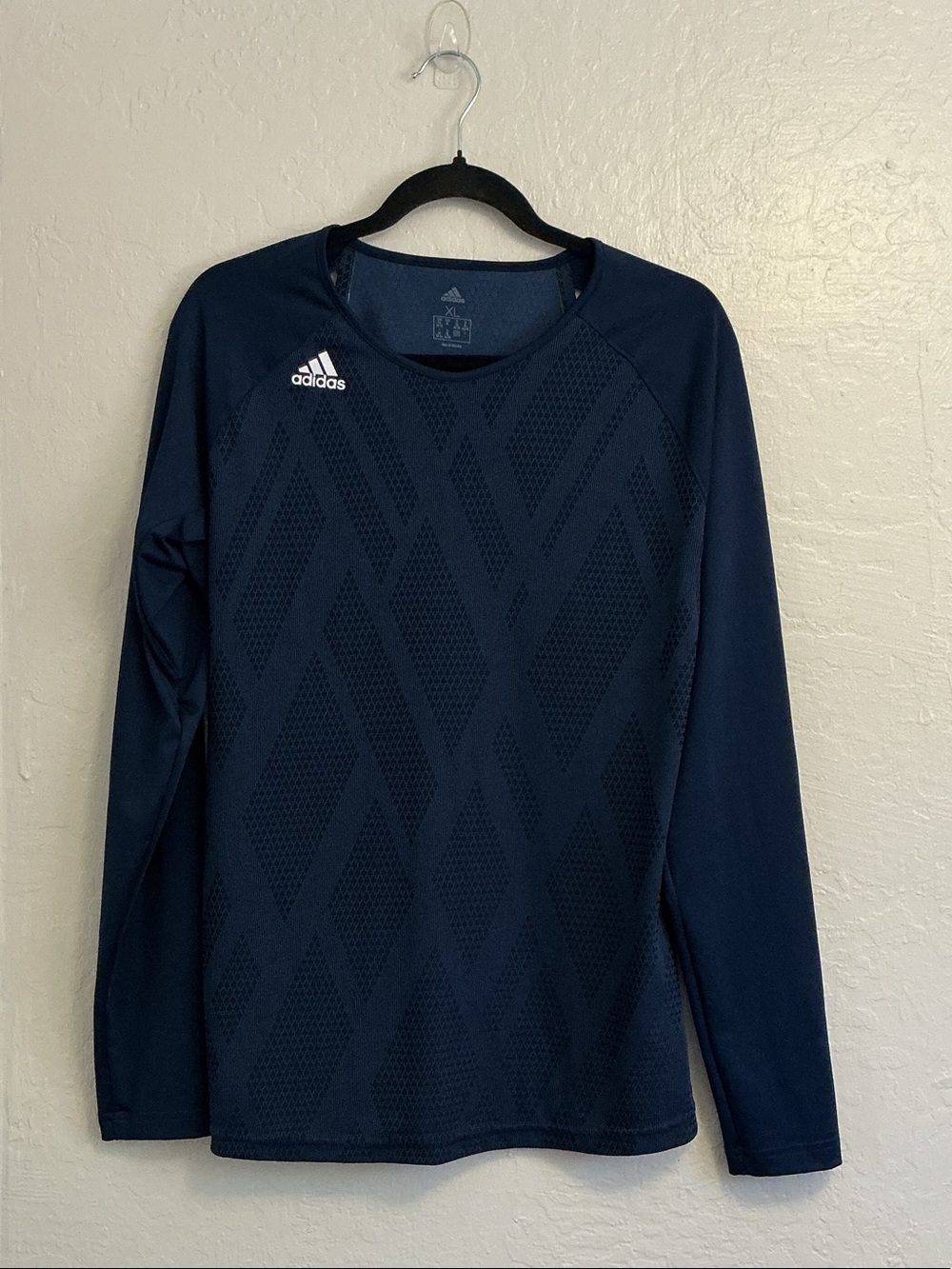 adidas Navy Long-Sleeve Mesh Performance Top